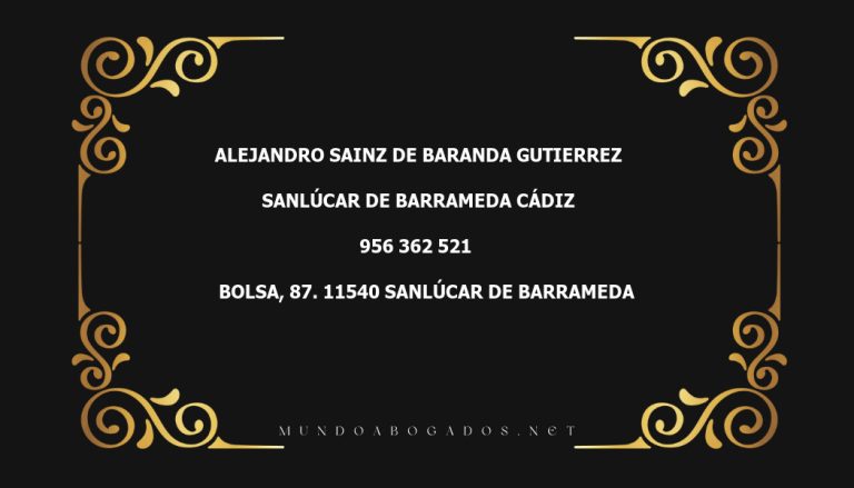 abogado Alejandro Sainz De Baranda Gutierrez en la localidad de Sanlúcar de Barrameda