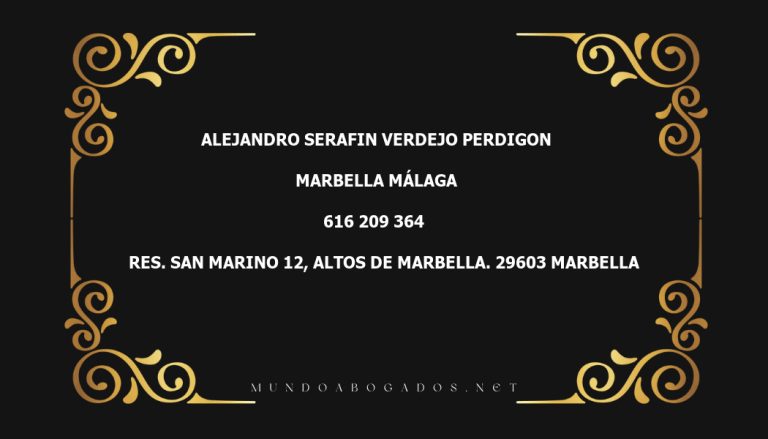 abogado Alejandro Serafin Verdejo Perdigon en la localidad de Marbella