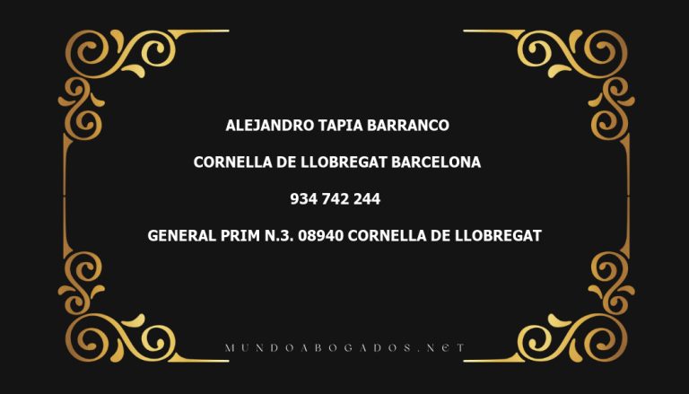 abogado Alejandro Tapia Barranco en la localidad de Cornella de Llobregat