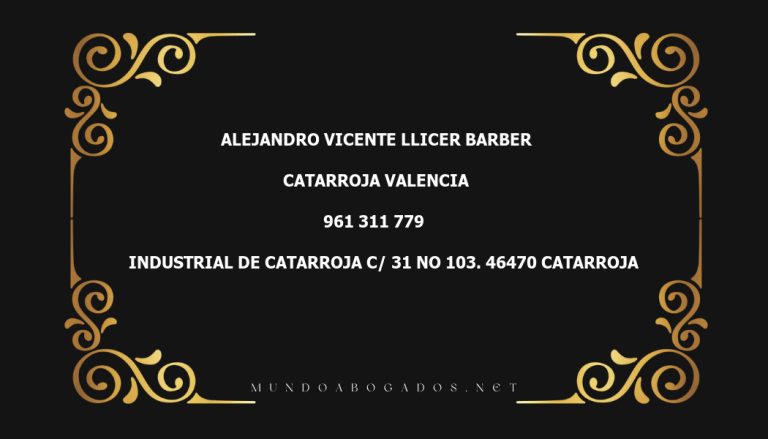 abogado Alejandro Vicente Llicer Barber en la localidad de Catarroja