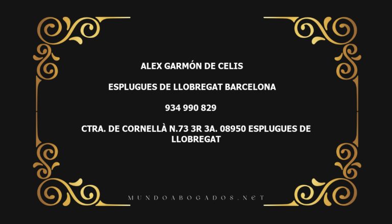 abogado Alex Garmón De Celis en la localidad de Esplugues de Llobregat