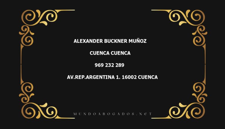 abogado Alexander Buckner Muñoz en la localidad de Cuenca