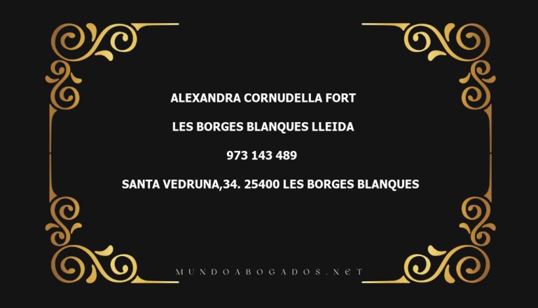 abogado Alexandra Cornudella Fort en la localidad de Les Borges Blanques