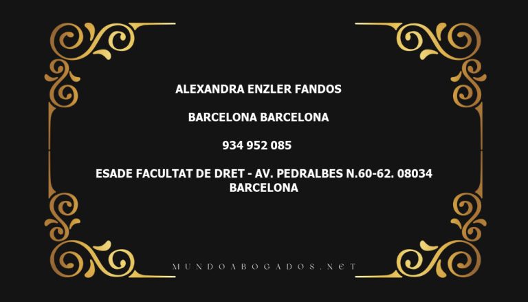 abogado Alexandra Enzler Fandos en la localidad de Barcelona