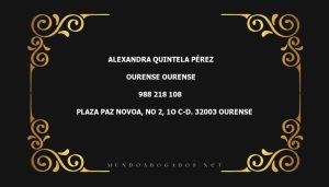 abogado Alexandra Quintela Pérez en la localidad de Ourense