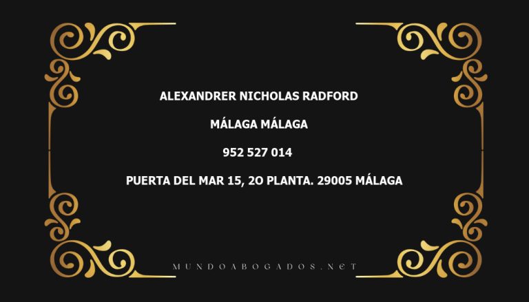 abogado Alexandrer Nicholas Radford en la localidad de Málaga