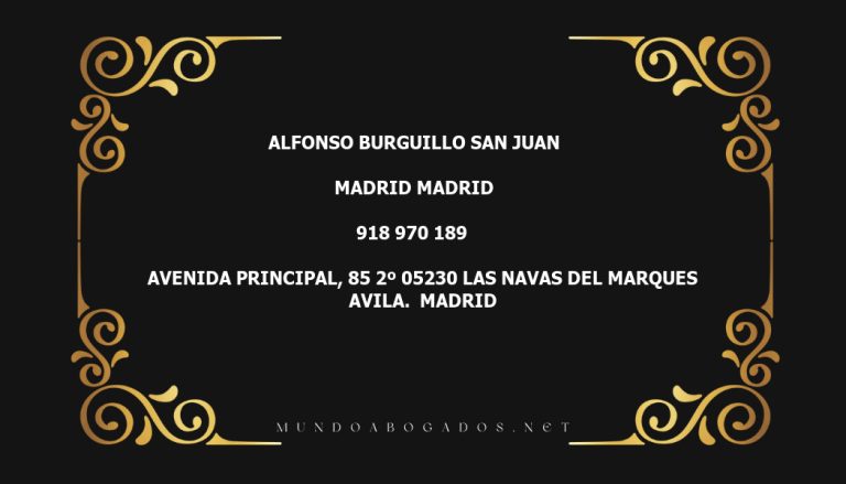 abogado Alfonso Burguillo San Juan en la localidad de Madrid