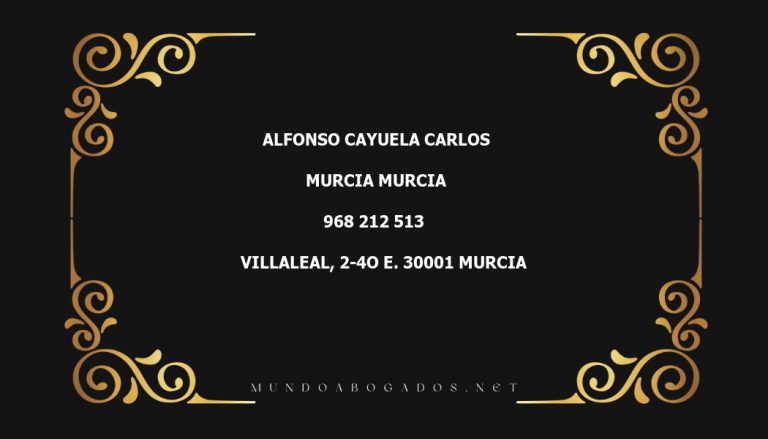 abogado Alfonso Cayuela Carlos en la localidad de Murcia