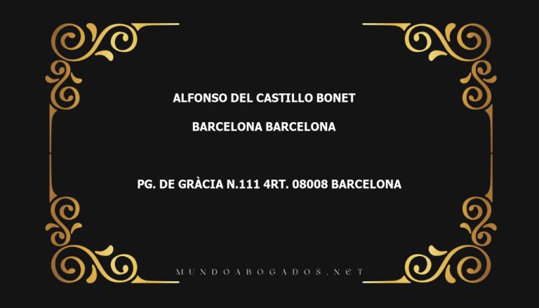 abogado Alfonso Del Castillo Bonet en la localidad de Barcelona