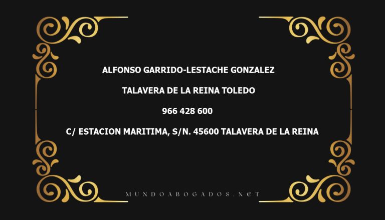 abogado Alfonso Garrido-Lestache Gonzalez en la localidad de Talavera de la Reina