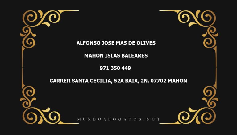 abogado Alfonso Jose Mas De Olives en la localidad de Mahon