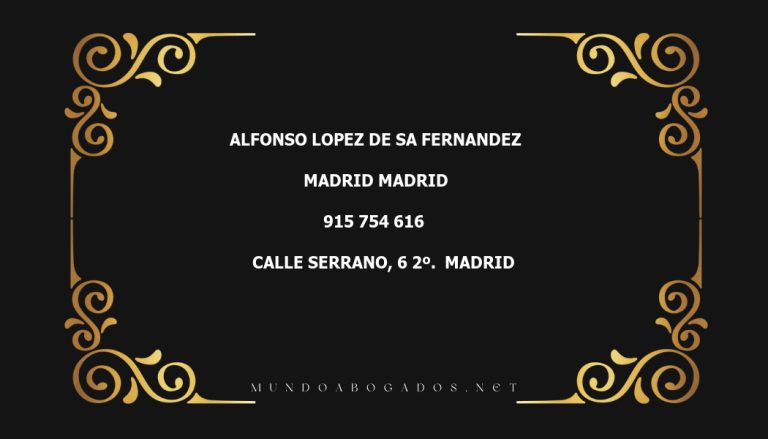 abogado Alfonso Lopez De Sa Fernandez en la localidad de Madrid