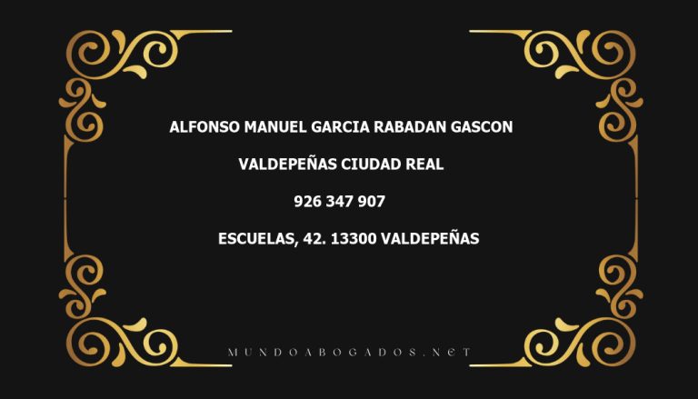 abogado Alfonso Manuel Garcia Rabadan Gascon en la localidad de Valdepeñas