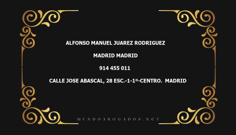 abogado Alfonso Manuel Juarez Rodriguez en la localidad de Madrid