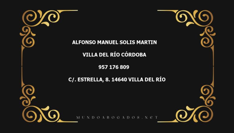 abogado Alfonso Manuel Solis Martin en la localidad de Villa del Río