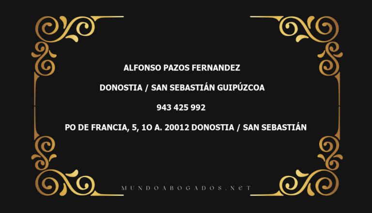 abogado Alfonso Pazos Fernandez en la localidad de Donostia / San Sebastián