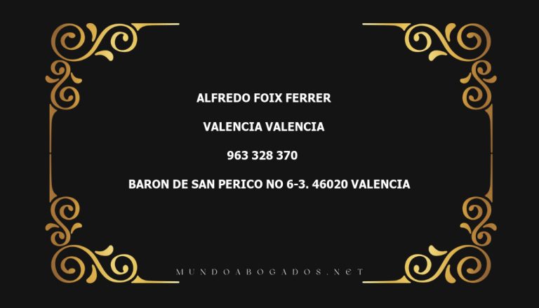 abogado Alfredo Foix Ferrer en la localidad de Valencia