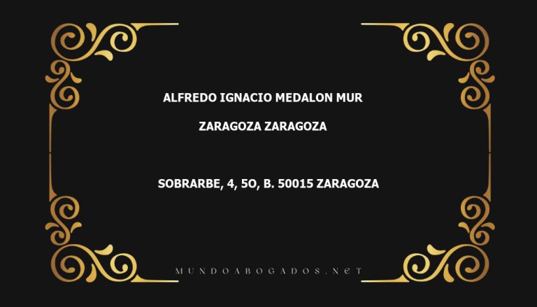 abogado Alfredo Ignacio Medalon Mur en la localidad de Zaragoza