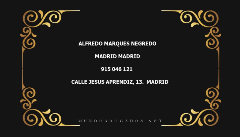 abogado Alfredo Marques Negredo en la localidad de Madrid