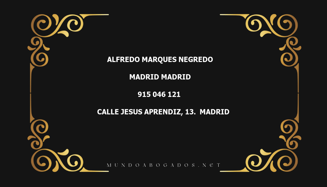 abogado Alfredo Marques Negredo en la localidad de Madrid