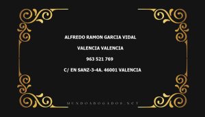 abogado Alfredo Ramon Garcia Vidal en la localidad de Valencia