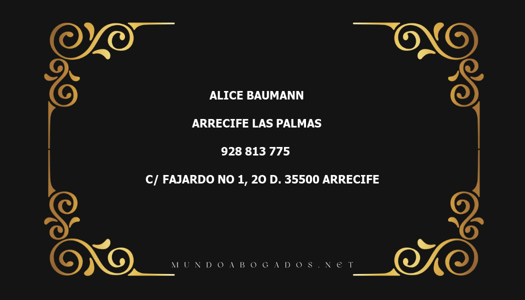 abogado Alice Baumann en la localidad de Arrecife