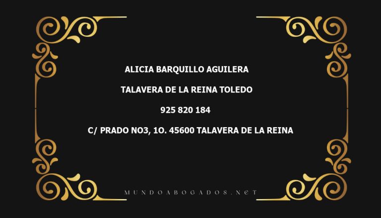 abogado Alicia Barquillo Aguilera en la localidad de Talavera de la Reina