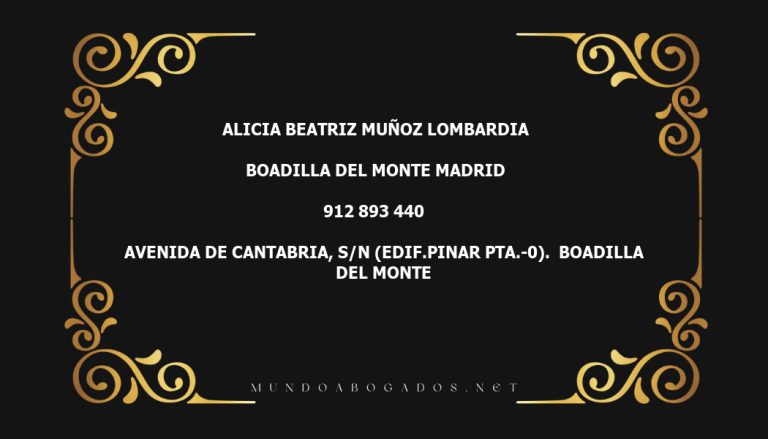 abogado Alicia Beatriz Muñoz Lombardia en la localidad de Boadilla del Monte