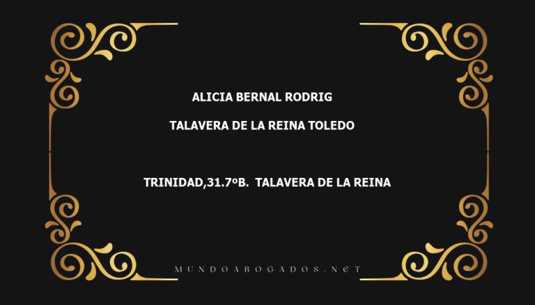 abogado Alicia Bernal Rodrig en la localidad de Talavera de la Reina