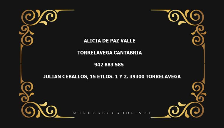 abogado Alicia De Paz Valle en la localidad de Torrelavega