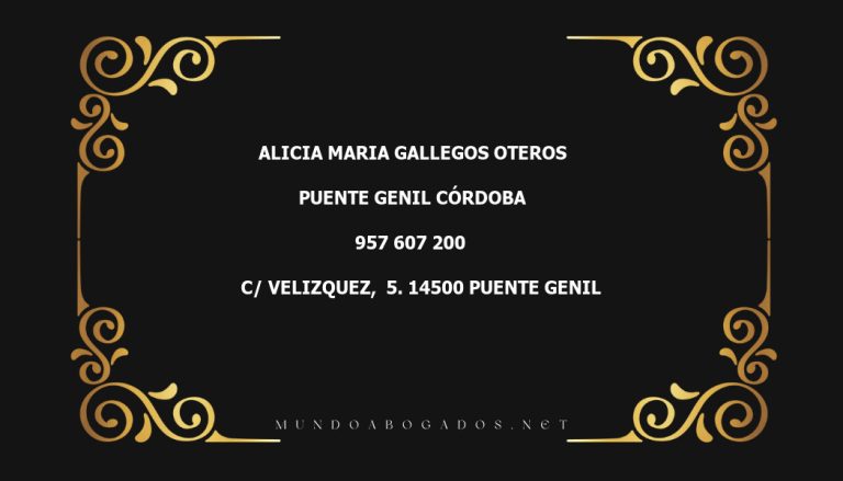 abogado Alicia Maria Gallegos Oteros en la localidad de Puente Genil