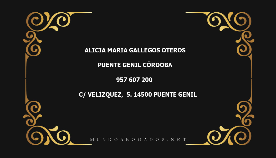 abogado Alicia Maria Gallegos Oteros en la localidad de Puente Genil