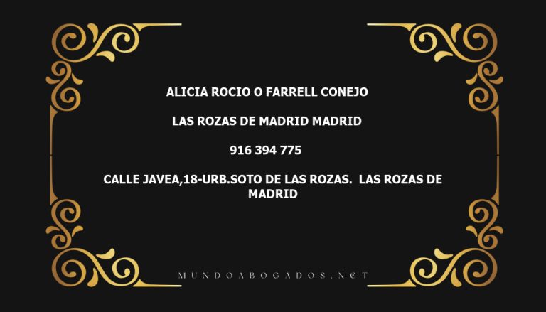 abogado Alicia Rocio O Farrell Conejo en la localidad de Las Rozas de Madrid