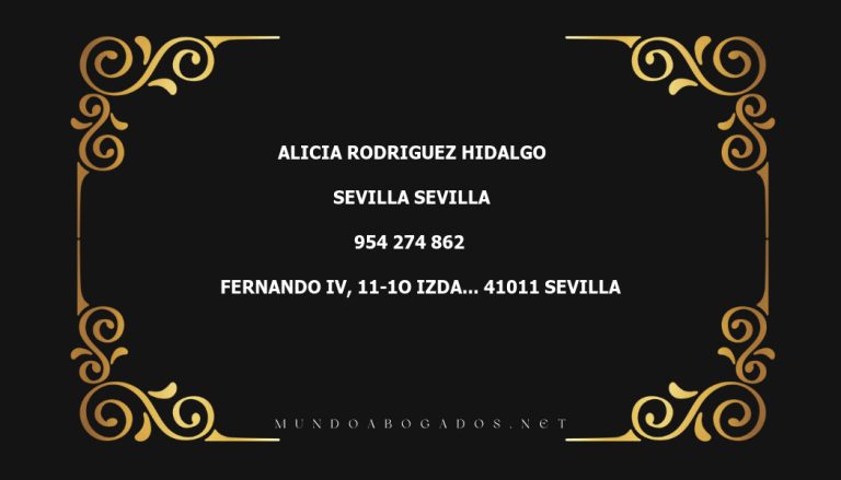 abogado Alicia Rodriguez Hidalgo en la localidad de Sevilla