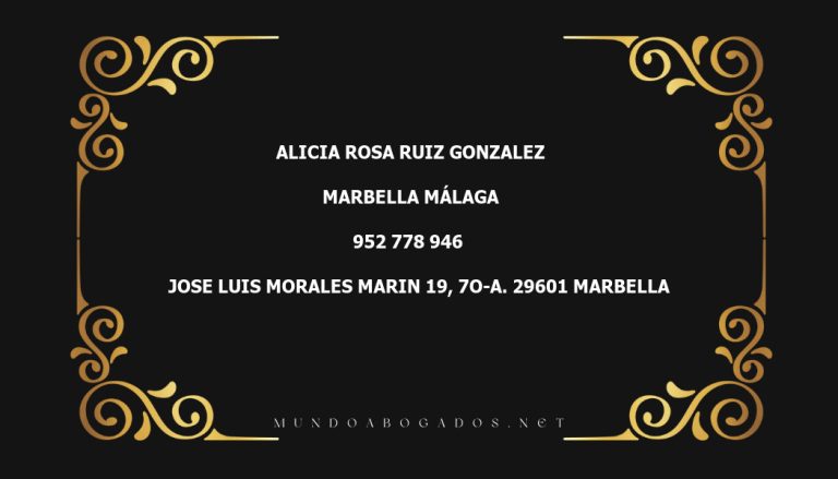 abogado Alicia Rosa Ruiz Gonzalez en la localidad de Marbella