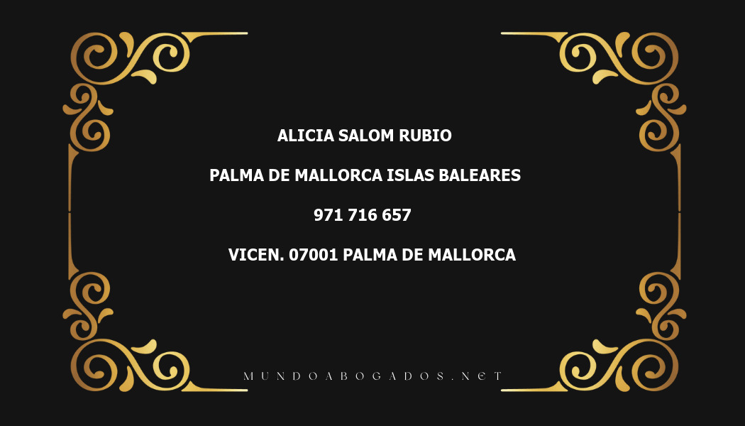 abogado Alicia Salom Rubio en la localidad de Palma de Mallorca