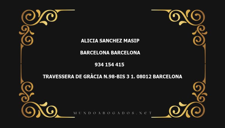 abogado Alicia Sanchez Masip en la localidad de Barcelona