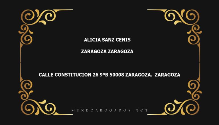 abogado Alicia Sanz Cenis en la localidad de Zaragoza