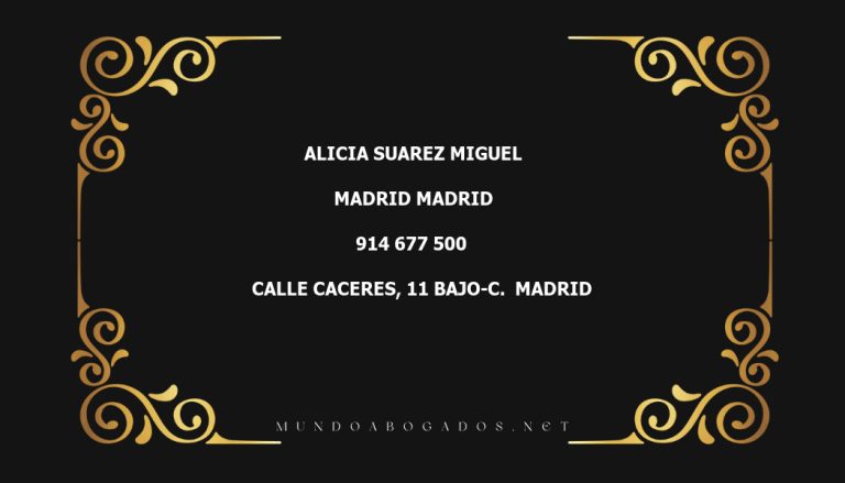 abogado Alicia Suarez Miguel en la localidad de Madrid