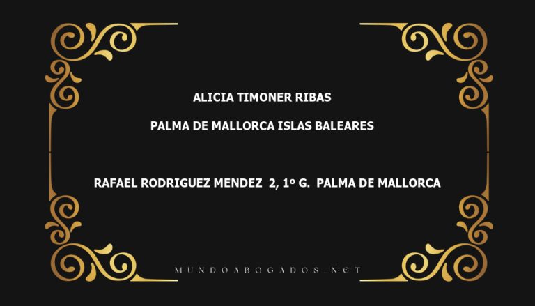 abogado Alicia Timoner Ribas en la localidad de Palma de Mallorca