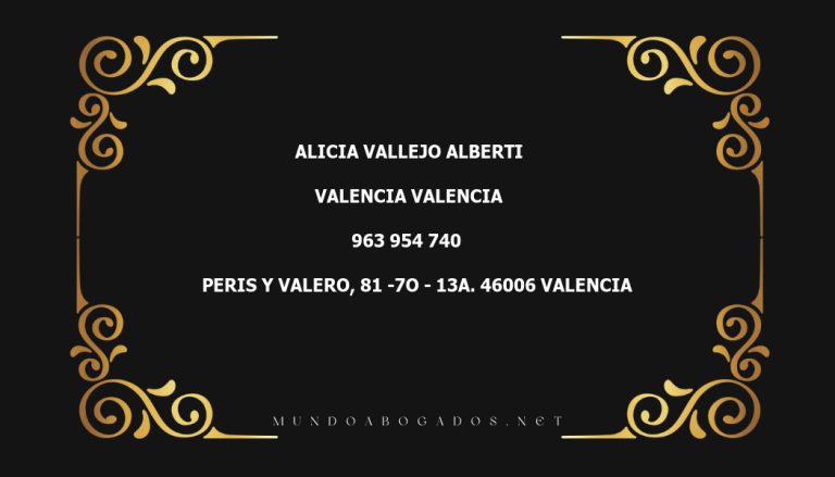 abogado Alicia Vallejo Alberti en la localidad de Valencia