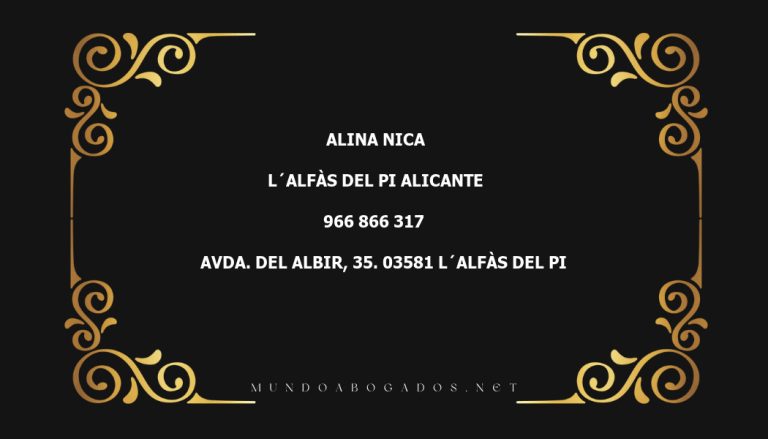 abogado Alina Nica en la localidad de L´Alfàs del Pi