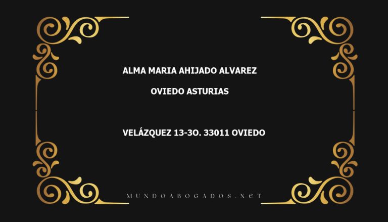 abogado Alma Maria Ahijado Alvarez en la localidad de Oviedo