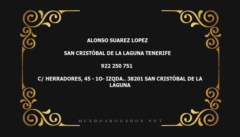 abogado Alonso Suarez Lopez en la localidad de San Cristóbal de La Laguna