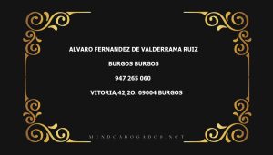 abogado Alvaro Fernandez De Valderrama Ruiz en la localidad de Burgos