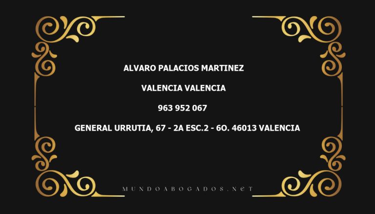 abogado Alvaro Palacios Martinez en la localidad de Valencia