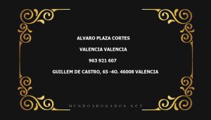 abogado Alvaro Plaza Cortes en la localidad de Valencia