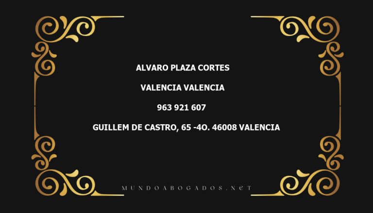 abogado Alvaro Plaza Cortes en la localidad de Valencia