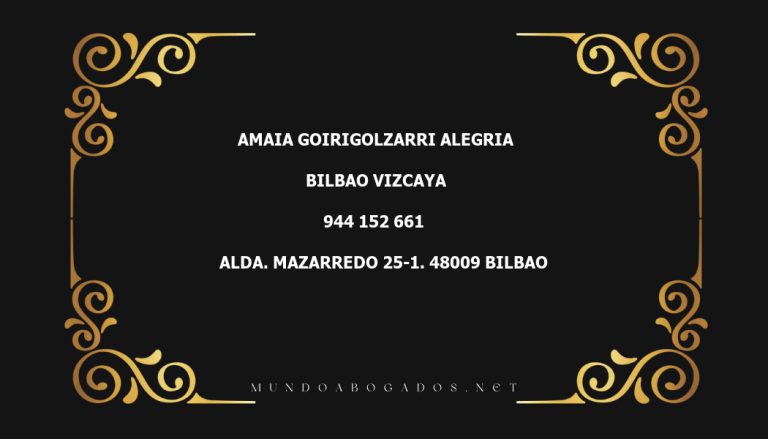 abogado Amaia Goirigolzarri Alegria en la localidad de Bilbao