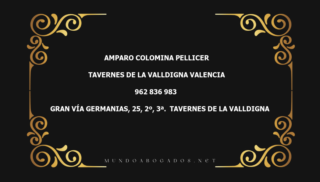 abogado Amparo Colomina Pellicer en la localidad de Tavernes de la Valldigna